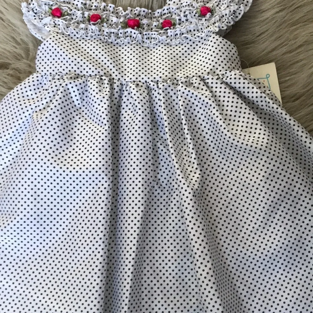 MARMELLATA Satin Dots Raffle Roses Formal Baby Girl Dress | 12 Months
